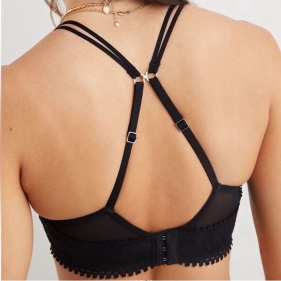 Aerie Black Real Power Wireless Push Up Joy Convertible Lace Bra Size 36DD Sexy - Picture 15 of 16